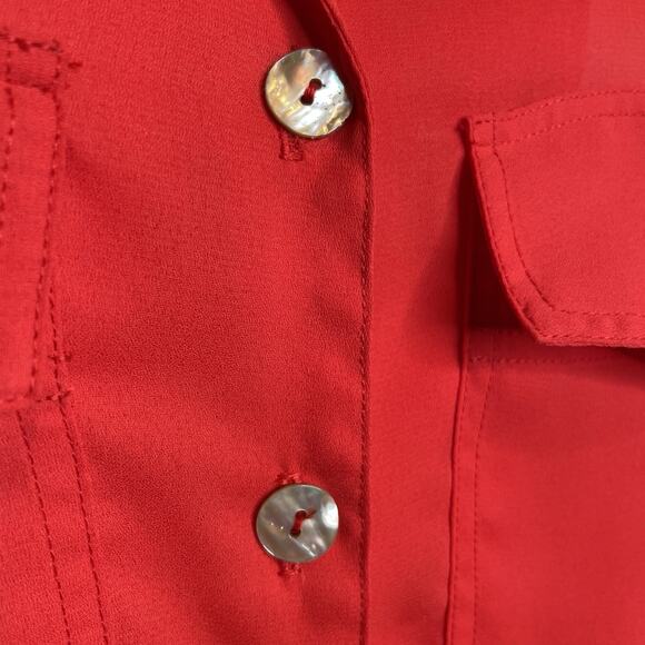 La‎ Palapa Women's Red Sheer Sleeveless Blouse Size M Long Flowy Beachy Resort - Picture 8 of 11